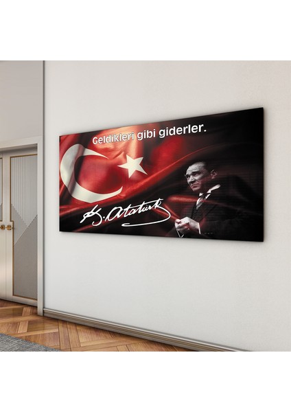 Atatürk Sözleri 4 Cam Tablo - Yatay Motif 01-013