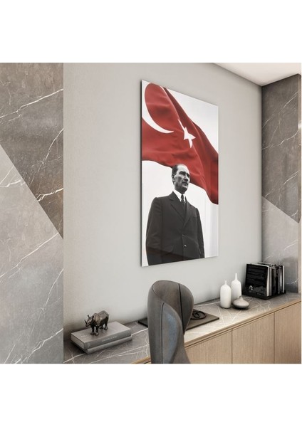 Atatürk Cam Tablo - Yatay Motif 01-057