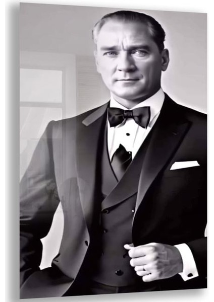 Atatürk Cam Tablo - Yatay Motif 01-091