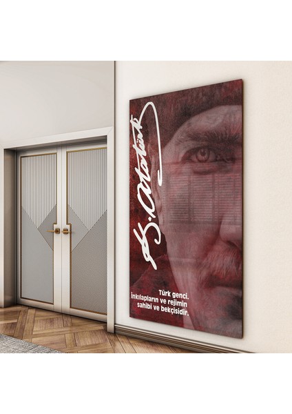 Atatürk Sözleri 2 Cam Tablo - Dikey Motif 02-005