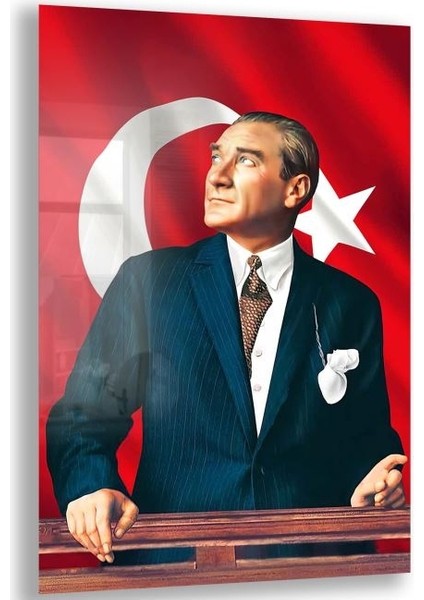 Atatürk Cam Tablo - Yatay Motif 01-041