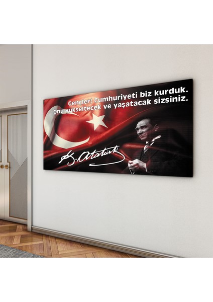 Atatürk Sözleri 4 Cam Tablo - Yatay Motif 01-003