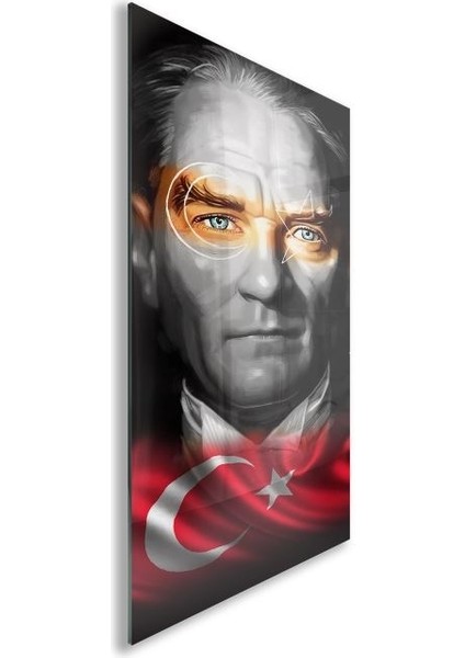 Atatürk Cam Tablo - Yatay Motif 01-006