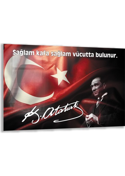 Atatürk Sözleri 4 Cam Tablo - Yatay Motif 01-016
