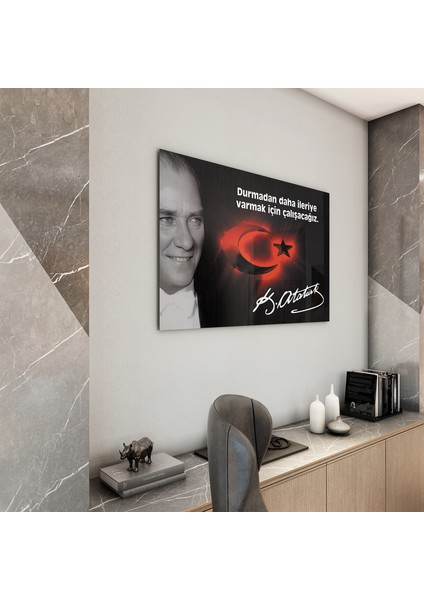Atatürk Sözleri 6 Cam Tablo - Yatay Motif 01-011
