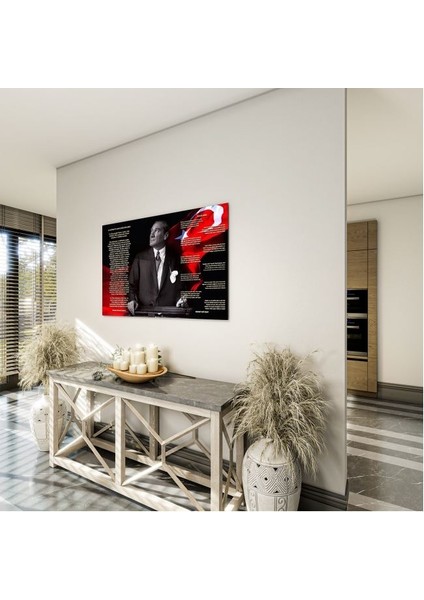 Atatürk Gençliğe Hitabe Cam Tablo - Yatay Motif 01-01
