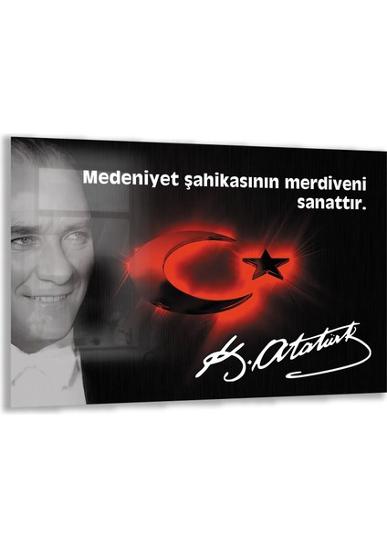 Atatürk Sözleri 6 Cam Tablo - Yatay Motif 01-009