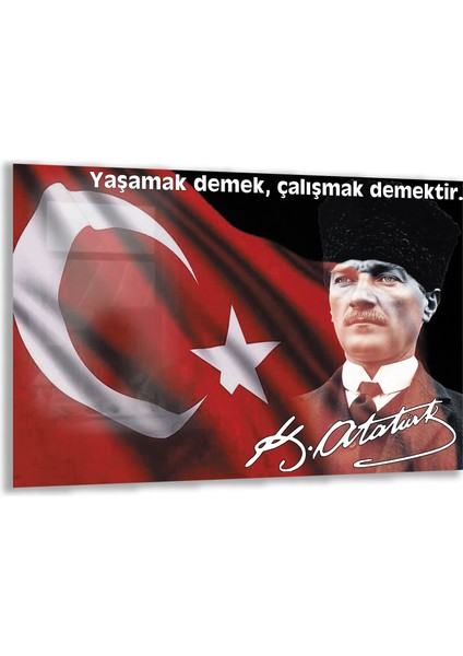 Atatürk Sözleri 5 Cam Tablo - Yatay Motif 01-010