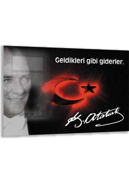 Atatürk Sözleri 6 Cam Tablo - Yatay Motif 01-015