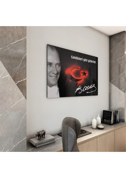 Atatürk Sözleri 6 Cam Tablo - Yatay Motif 01-015