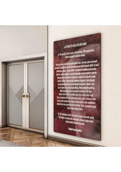 Atatürk Sözleri 2 Cam Tablo - Dikey Motif 02-012