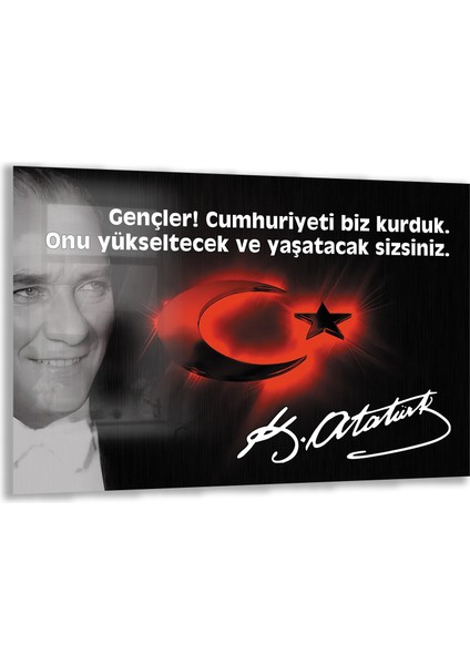 Atatürk Sözleri 6 Cam Tablo - Yatay Motif 01-004