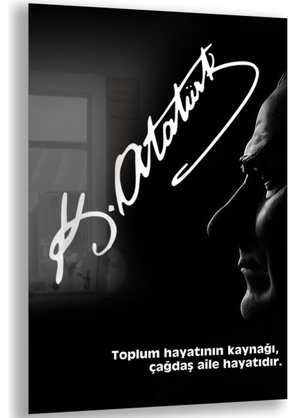 Atatürk Sözleri 1 Cam Tablo - Dikey Motif 02-008