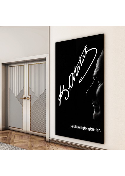 Atatürk Sözleri 1 Cam Tablo - Dikey Motif 02-015