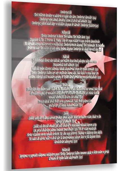 Atatürk Sözleri 7 Cam Tablo - Dikey Motif 02-001