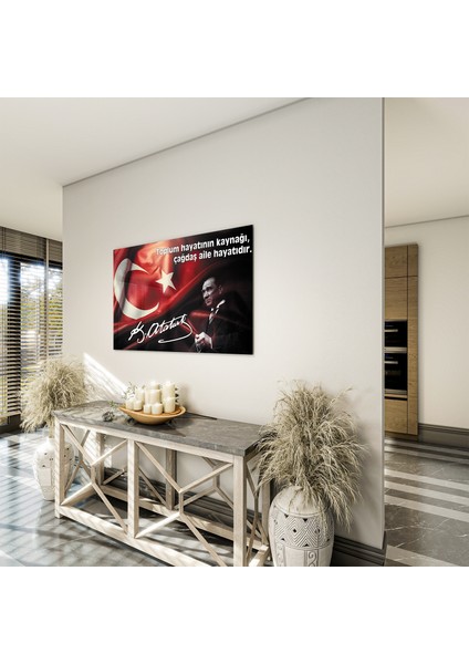 Atatürk Sözleri 4 Cam Tablo - Yatay Motif 01-007