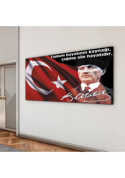 Atatürk Sözleri 5 Cam Tablo - Yatay Motif 01-008