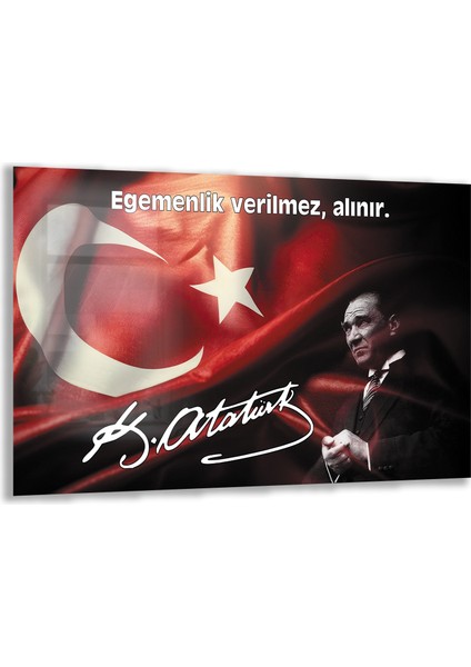 Atatürk Sözleri 4 Cam Tablo - Yatay Motif 01-017