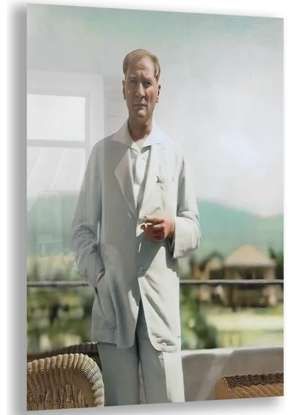 Atatürk Cam Tablo - Yatay Motif 01-080