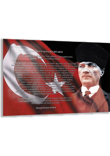 Atatürk Sözleri 5 Cam Tablo - Yatay Motif 01-012