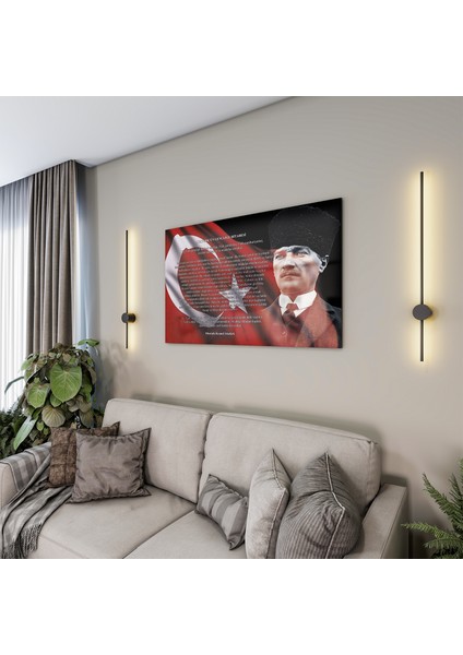 Atatürk Sözleri 5 Cam Tablo - Yatay Motif 01-012