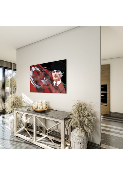 Atatürk Sözleri 5 Cam Tablo - Yatay Motif 01-012