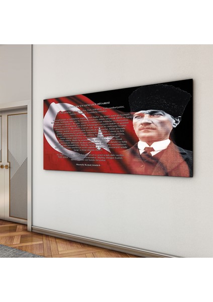 Atatürk Sözleri 5 Cam Tablo - Yatay Motif 01-012