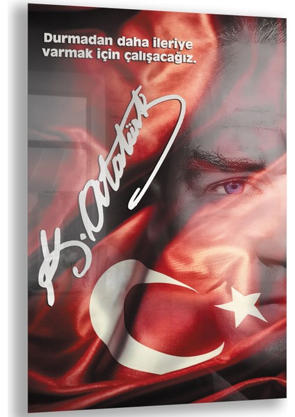 Atatürk Sözleri 3 Cam Tablo - Dikey Motif 02-011