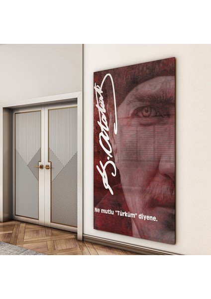 Atatürk Sözleri 2 Cam Tablo - Dikey Motif 02-014