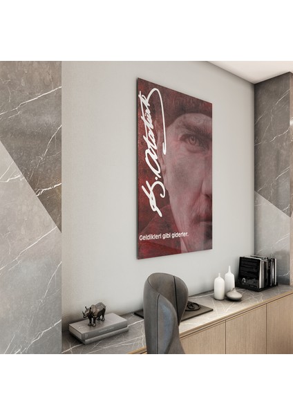 Atatürk Sözleri 2 Cam Tablo - Dikey Motif 02-015
