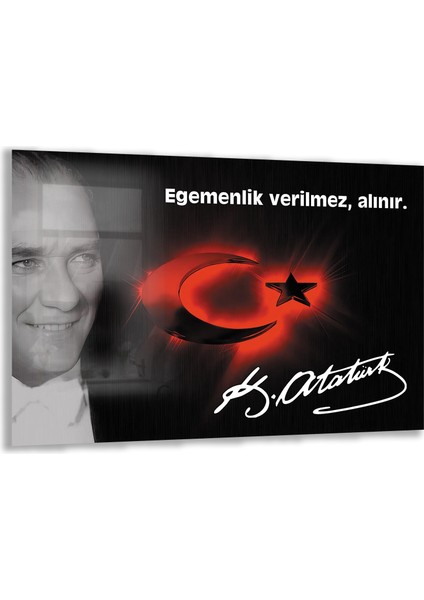Atatürk Sözleri 6 Cam Tablo - Yatay Motif 01-019