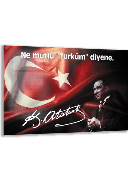 Atatürk Sözleri 4 Cam Tablo - Yatay Motif 01-012