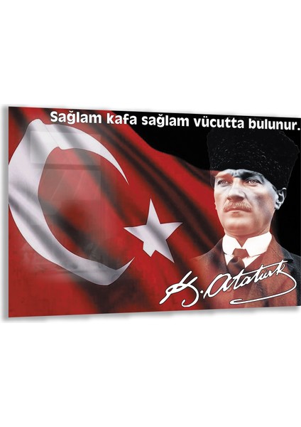 Atatürk Sözleri 5 Cam Tablo - Yatay Motif 01-018