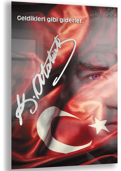 Atatürk Sözleri 3 Cam Tablo - Dikey Motif 02-015