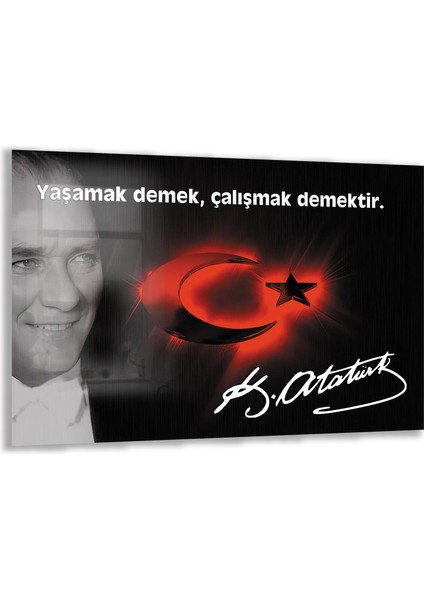 Atatürk Sözleri 6 Cam Tablo - Yatay Motif 01-010
