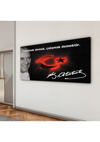 Atatürk Sözleri 6 Cam Tablo - Yatay Motif 01-010
