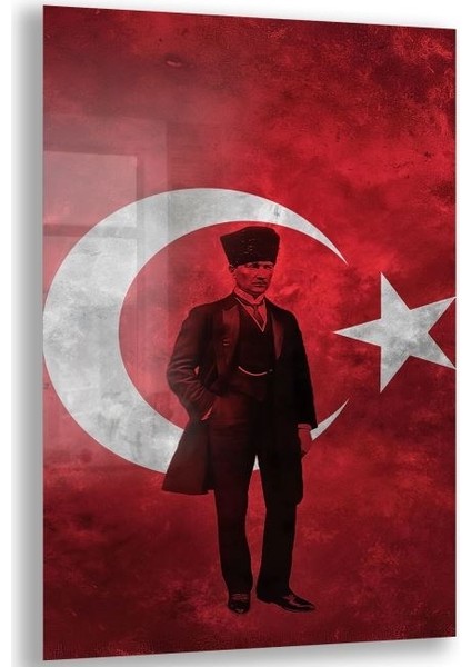 Atatürk Cam Tablo - Yatay Motif 01-069