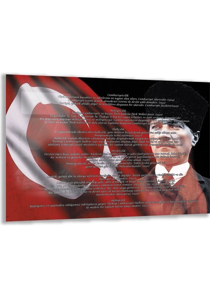 Atatürk Sözleri 5 Cam Tablo - Yatay Motif 01-001