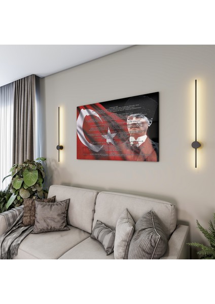 Atatürk Sözleri 5 Cam Tablo - Yatay Motif 01-001
