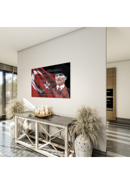 Atatürk Sözleri 5 Cam Tablo - Yatay Motif 01-001