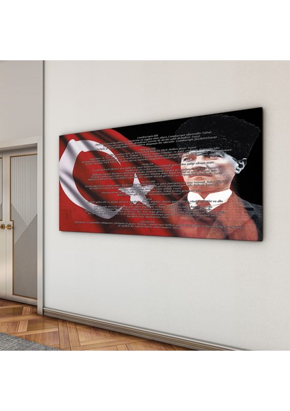 Atatürk Sözleri 5 Cam Tablo - Yatay Motif 01-001
