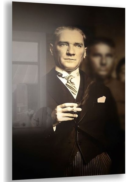 Atatürk Cam Tablo - Yatay Motif 01-001