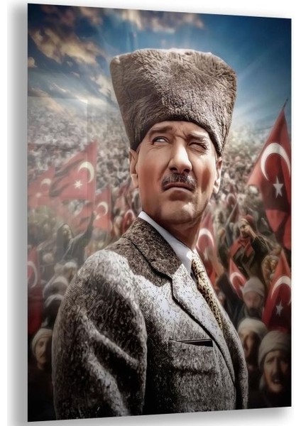 Atatürk Cam Tablo - Yatay Motif 01-028