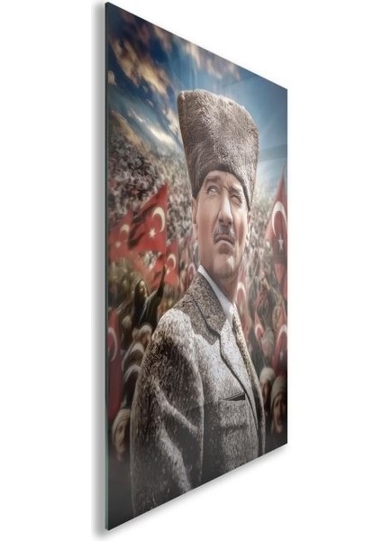 Atatürk Cam Tablo - Yatay Motif 01-028