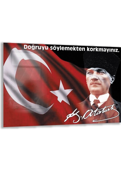 Atatürk Sözleri 5 Cam Tablo - Yatay Motif 01-017