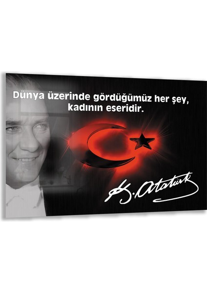 Atatürk Sözleri 6 Cam Tablo - Yatay Motif 01-007