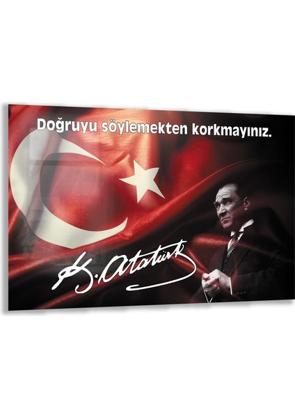 Atatürk Sözleri 4 Cam Tablo - Yatay Motif 01-015