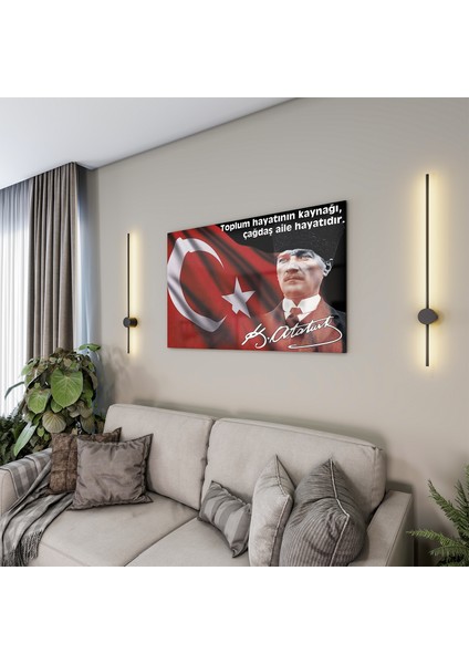 Atatürk Sözleri 5 Cam Tablo - Yatay Motif 01-008