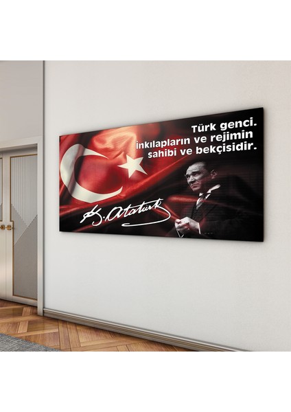 Atatürk Sözleri 4 Cam Tablo - Yatay Motif 01-004