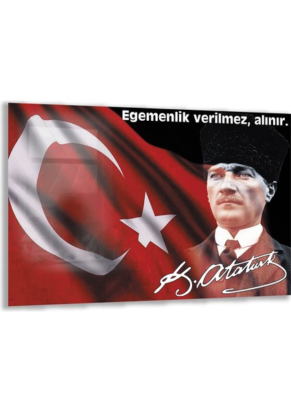 Atatürk Sözleri 5 Cam Tablo - Yatay Motif 01-019